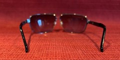 Metal Square Sunglasses Silver Frame Brown Lens Solid Pattern Men
