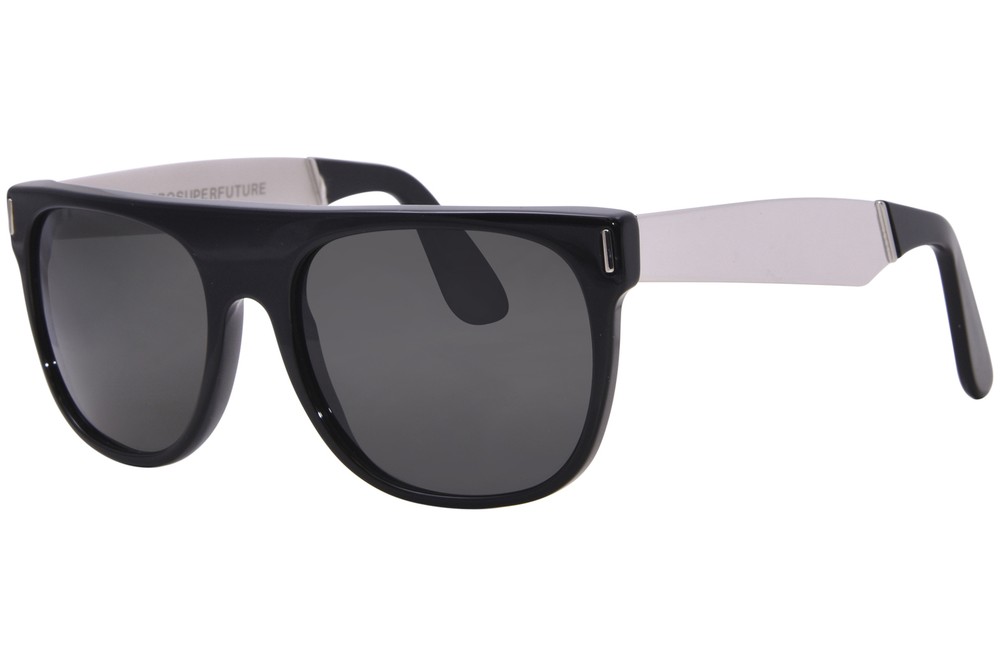 RetroSuperFuture Flat Top 766 W12 Sunglasses Black/Silver/Solid Grey Zeiss 55mm