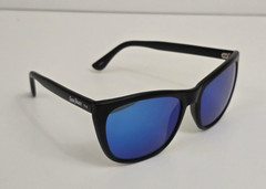 Ocean Waves Sunglasses Blue Mirrored Crown Glass Lenses Black Frames Exc Cond!