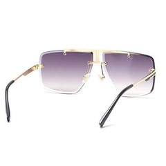 Sunglasses Men’s Gold Frame Rimless Square Gradient Black Lens Street Wear Trend