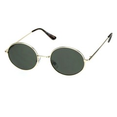 Round Oval Metal Frame Sunglasses Unisex Fashion Spring Hinge UV 400