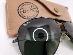 Vintage 90s Rayban B&L Aviator Pilot Sunglasses Black Frame Made In USA