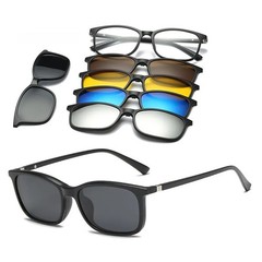 Magnetic Clip Sunglasses Square Polarized UV400 Unisex Optical Set 6 In 1 Glass