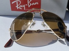 NEW Ray-Ban RB3479 001/33 Folding Aviator Gold B-15 Brown lenses 58mm Sunglasses