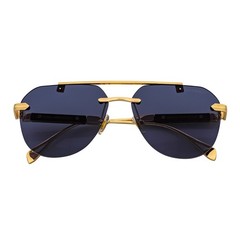 Maybach Rimless Round Metal Aviator Sunglasses Gold Frame Dark Smoke MH16