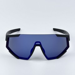 Prada Linea Rossa Men Sunglasses Black Blue Mirror Shield PS04WS DG070A NEW
