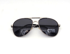Polarized Porsche Flex Arms Round Metal Aviator Sunglasses Silver Smoke PH10