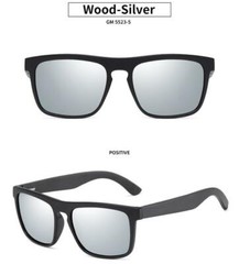 Men Wood Polarized Square Black Frame Sunglasses Wooden Temple Fashion Glasses