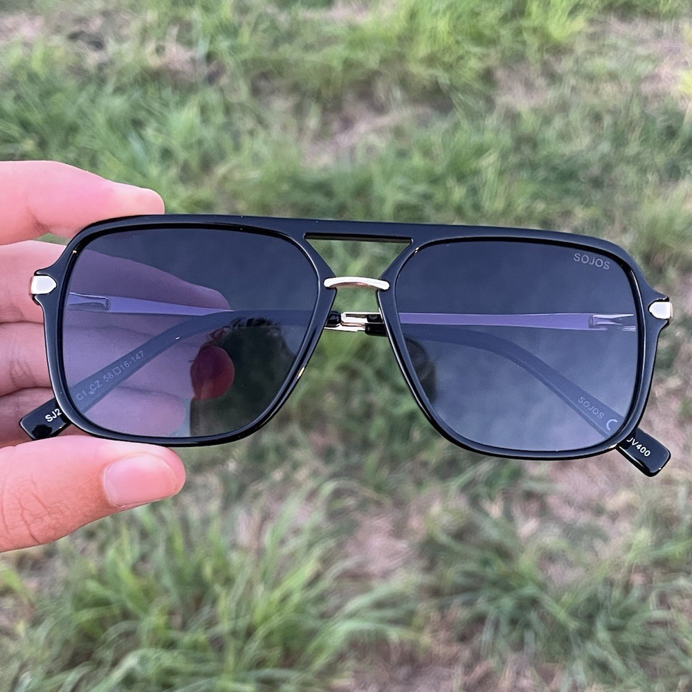 SOJOS SJ2220 Men’s Square Sunglasses Black Frame Gray Lens UV400 147mm