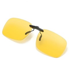 Square Clip on Sunglasses Women Polarized Black Lens UV400 Night Vision Driving