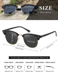 Retro Polarized Semi Rimless Sunglasses Men Women Browline UV Protection