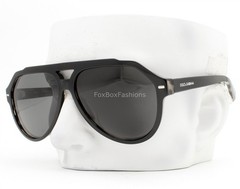 Dolce Gabbana Aviator Sunglasses Shiny Black Gray DG 4452F 3403/87 w/Pouch Read