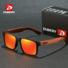  DUBERY Men Women Wood Polarized Sunglasses Wooden Temple Square Retro Glasses