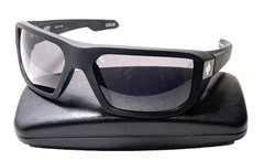 SPY+ MCCOY Matte Black Plastic Happy Lens Rectangular Wrap Sunglasses