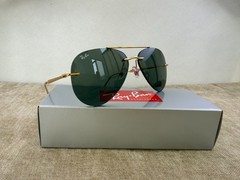 Ray-Ban RB3791 Square Sunglasses, Gold Frame, green Mirror Glass Lens