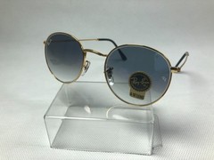 Ray-Ban RB3447 Round Gold Frame Gradient Blue Lens Sunglasses
