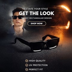 Retro Slim Rectangle Sunglasses Black Unisex UV400 Modern Street Style