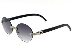 Slim Oval Round Rimless Wood Luxury Sunglasses HIP HOP Buffs Shades Rapper New