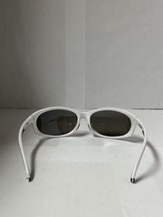 Bimini Bay White Plastic Wrap Solid Pattern Blue Plastic Lens Sunglasses Men