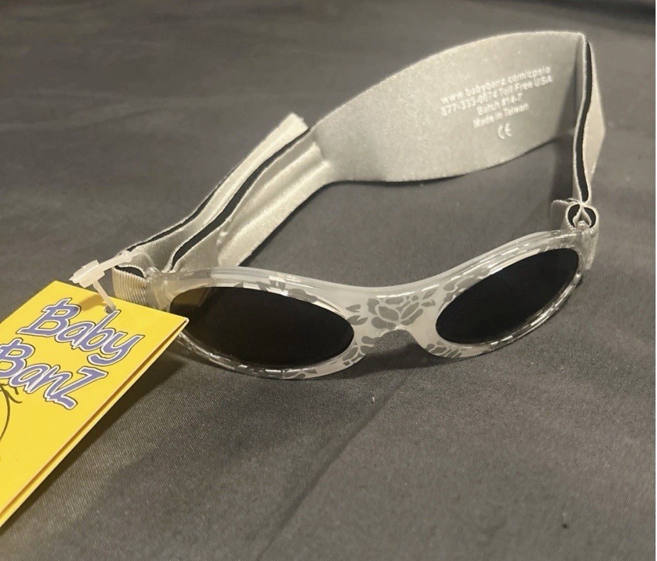 BABY BANZ SUNGLASSES SILVER FLORAL INFANT SUN PROTECTION