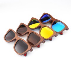 Handmade Unisex Skateboard Wood Polarized Sunglasses Outdoor Wood Frame Glasses