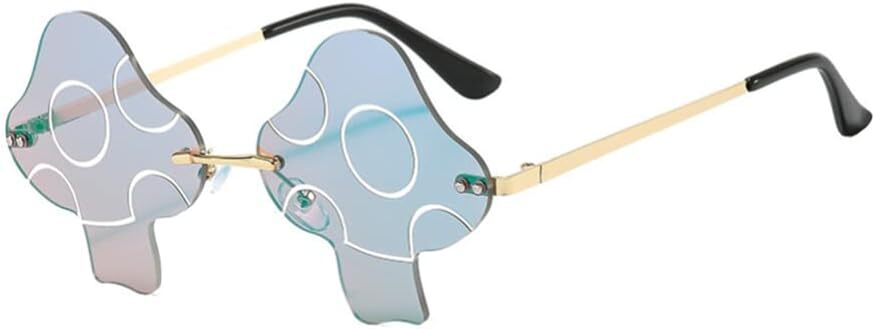 ENTHYI Mushroom Shape Sunglasses for Women Irregular Rimless Eyewear Green