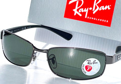 NEW Ray Ban Gunmetal w POLARIZED Dark Green Lens Sunglass RB 3364 004/58
