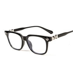 Men Women Clear Lens Designer Classic Black Silver Plated Cross Glasses