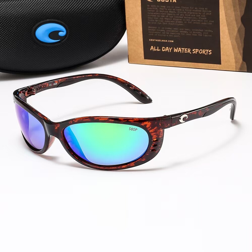 Costa del Mar Brine Tortoise Shell Frame /Green Mirror Polarized Sunglasses 580P