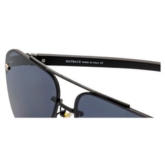 Maybach Large Rimless Metal Aviator Sunglasses Black Frame Dark Smoke Lens MH3