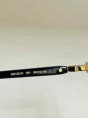 GUCCI WEB Logo 1221 Black Gold 001 Rimless Narrow Unisex Sunglasses GG1221S