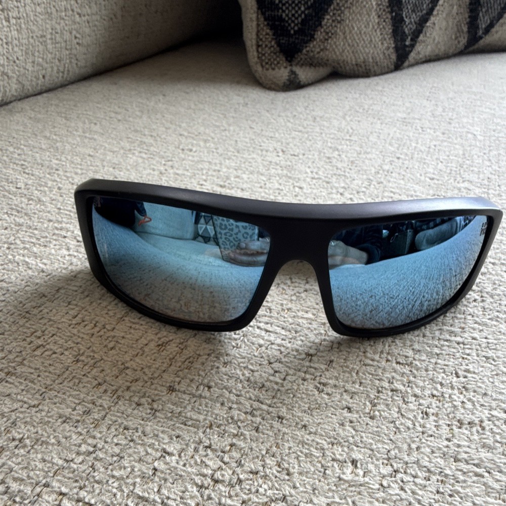 SPY+ Logan Polarized Mirrored Tinted Blue Lens Black Square Sunglasses Case
