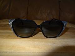 Luxottica 1412 Pearl Black Floral Grey Sunglassess UV Guard