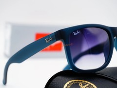 Ray-Ban Justin RB4165 54mm Square Sunglasses Blue Rubber Grey Gradient Unisex
