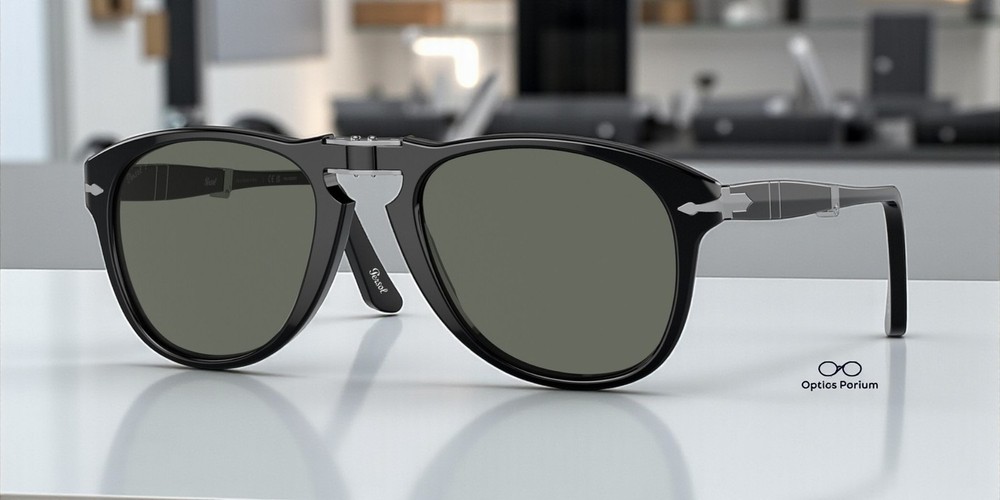 PERSOL PO0714 95 58 Black Green Polarized Polarized 54mm Men Folding Sunglasses