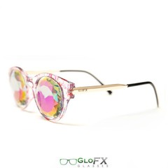GloFX Floral Cat Eye Kaleidoscope Glasses – Rainbow Fractal Vintage Cat Eye Rave