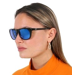 COSTA DEL MAR shiny black/blue mirror CHEECA polarized 580G sunglasses NEW!