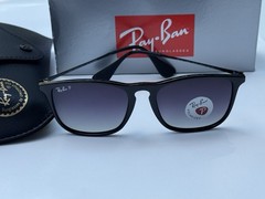 NEW Ray-Ban RB4187 601/T3 CHRIS Polish Black Polarized Grad Grey Sunglasses 54mm