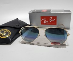 Ray-Ban RB3025 Aviator Pilot Sunglasses Gold Frame Glass Gradient Blue Lens 58mm