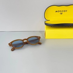 Moscot Lemtosh Wood Grain Frame Blue Lens Sunglasses Handmade Unisex