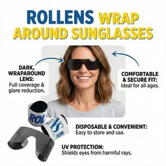 Rollens Roll Up Disposable Wrap-Around Sunglasses w/ 100% UV Protection (3 Co…