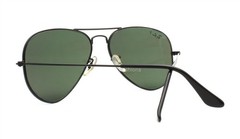 Ray-Ban Aviator Sunglasses RB3025 002/58 Shiny Black Polarized Green 58mm w/case