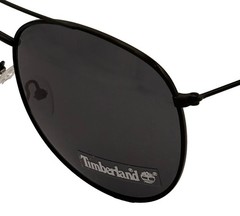 Timberland Sunglass Mens Shiny Black Metal Aviator Solid Smoke Lens TB7181 1A