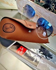Ray-Ban Sunglasses RB3025 Aviator Gradient Gold Frame Light Blue Lenses 58mm