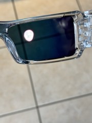 Oakley Oil Rig Polished Clear Frame Fire Iridium Lens Chrome Icons RARE