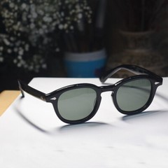 Johnny Depp G15 polarized sunglasses men green sunglasses black acetate glasses
