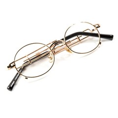 Vintage Men’s Clear Lens Gold Retro Round Elegant Hip Hop Oval Glasses