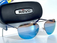 NEW REVO ANNIKA Chrome 56 Aviator POLARIZED Blue Water Lens Sunglass 1201 03 BL