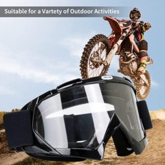 ATV Dirt Bike Goggles Clear Lens Anti-Fog UV Dustproof for Men Women Youth