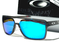 NEW Oakley CASTEL Matte Smoke Grey POLARIZED GALAXY Blue Lens Sunglass 9147